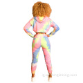 2mụ nwanyị 2 Piece Tye Dye Sweatsuit Set